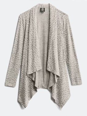Bobeau Wallace Brushed Cardigan – Gray Print – Size Large – EUC